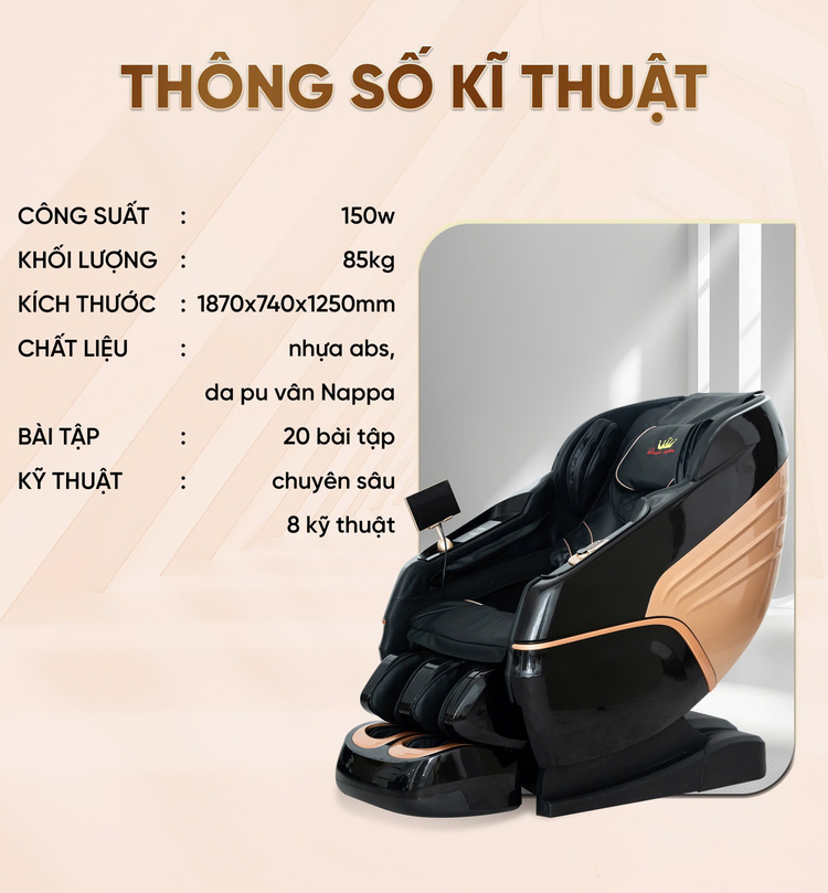 Ghế massage Queen Crown QM500 Luxury thông số kỹ thuật