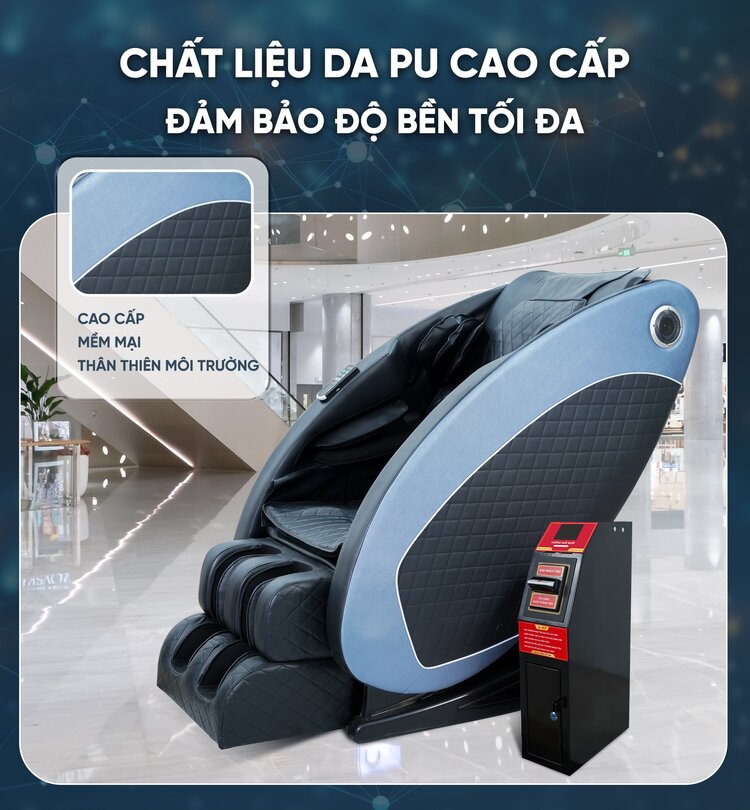 Ghế massage kinh doanh Queen Crown QC KD7 Plus làm từ chất liệu da PU cao cấp