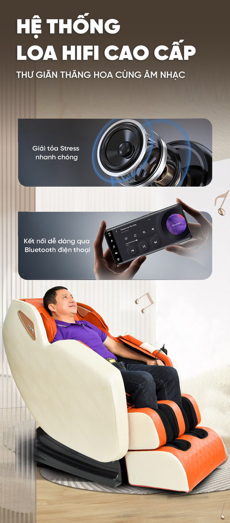 Ghế massage Queen Crown QC LX3 trang bị loa hifi