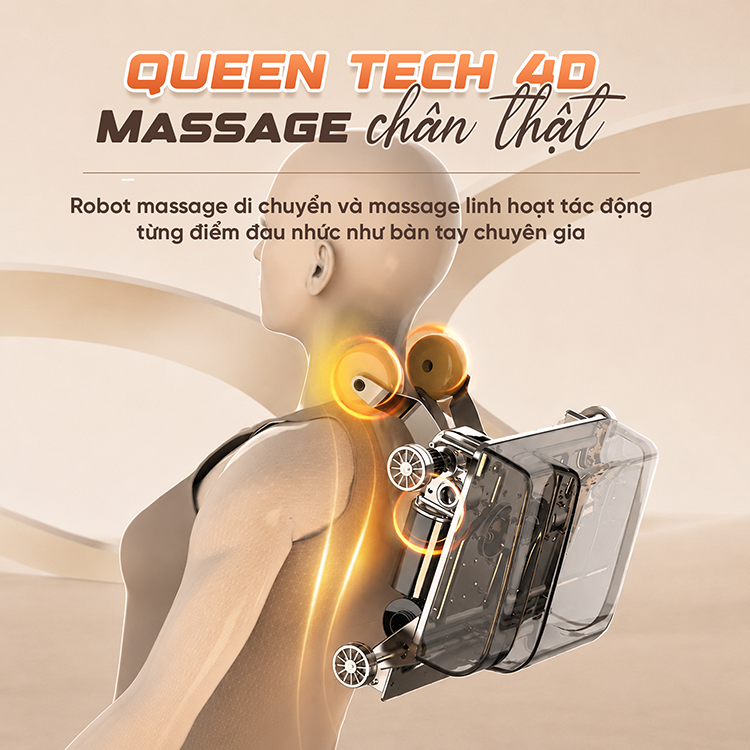 Ghế massage Queen Crown QZ001 Pro - Queen Tech 4D linh hoạt