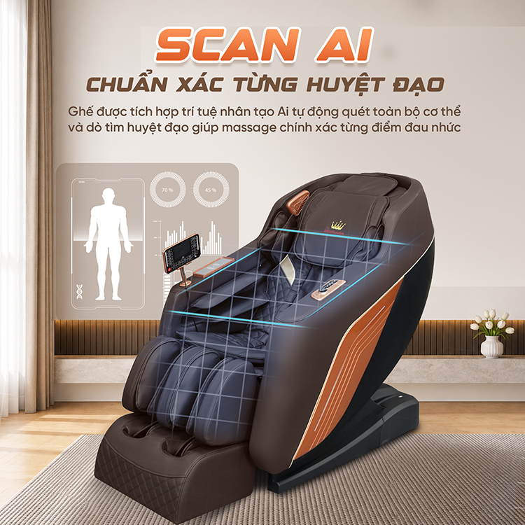 Ghế massage Queen Crown QZ001 Pro - Scan Ai chuẩn xác