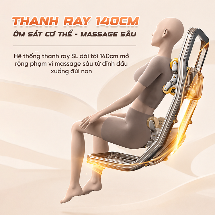 Ghế massage Queen Crown QZ001 Pro - Thanh ray cải tiến