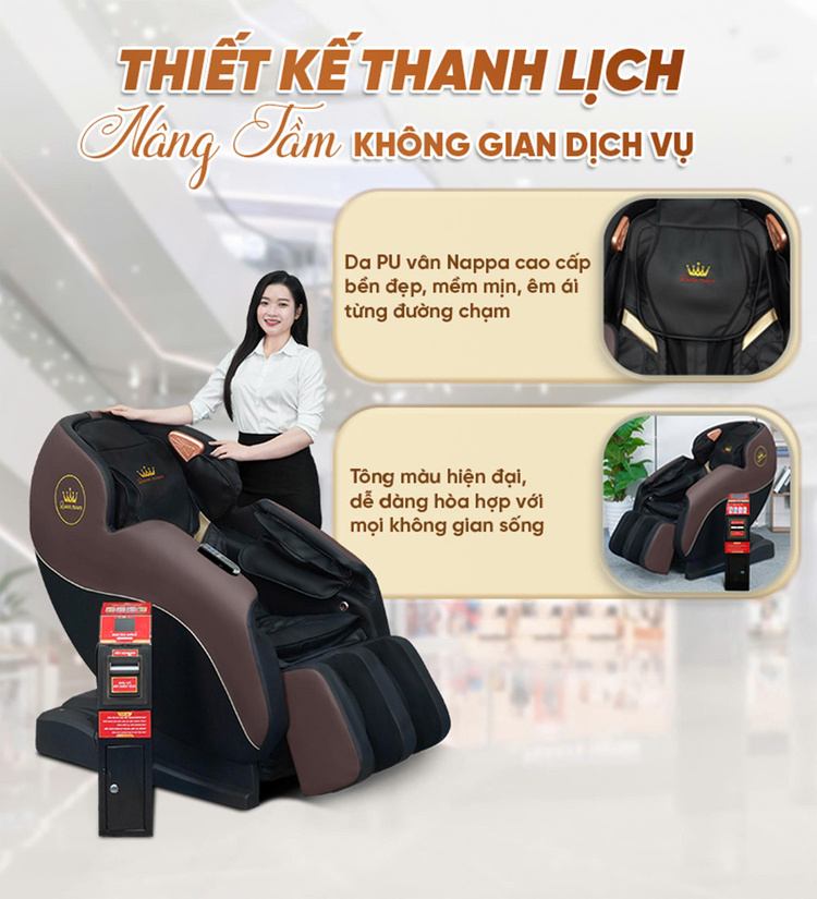 Ghế massage kinh doanh Queen Crown KD79 Plus - Thiết kế thanh lịch