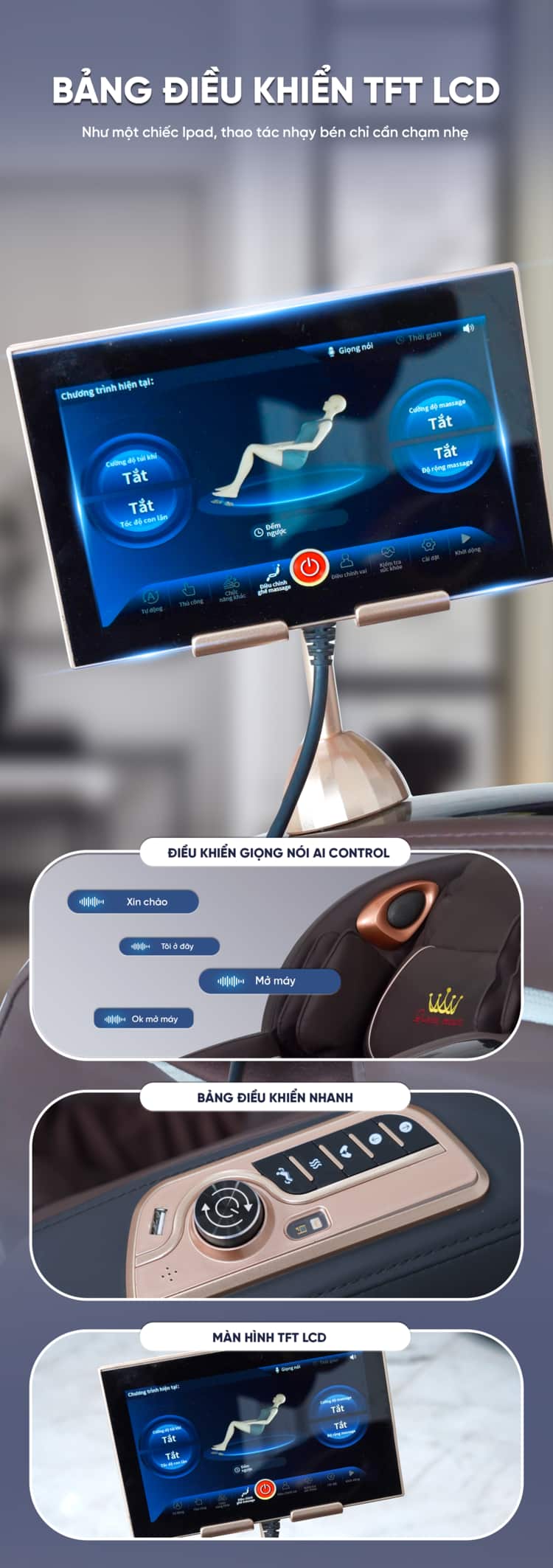 Ghế massage Queen Crown QL 008 Luxury đa thiết bị tùy chỉnh