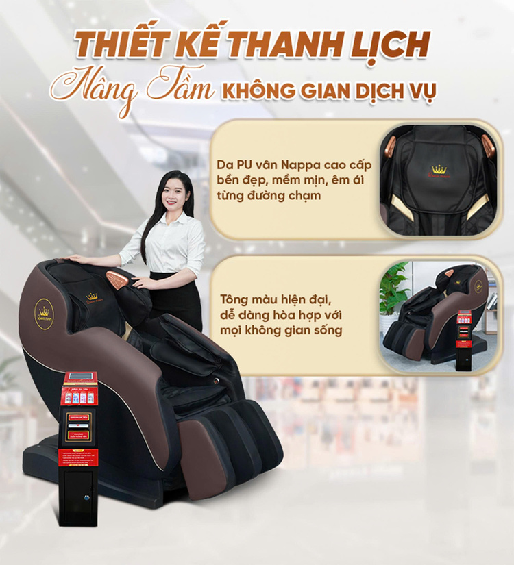 Ghế massage kinh doanh Queen Crown KD79 QR - Thiết kế thanh lịch