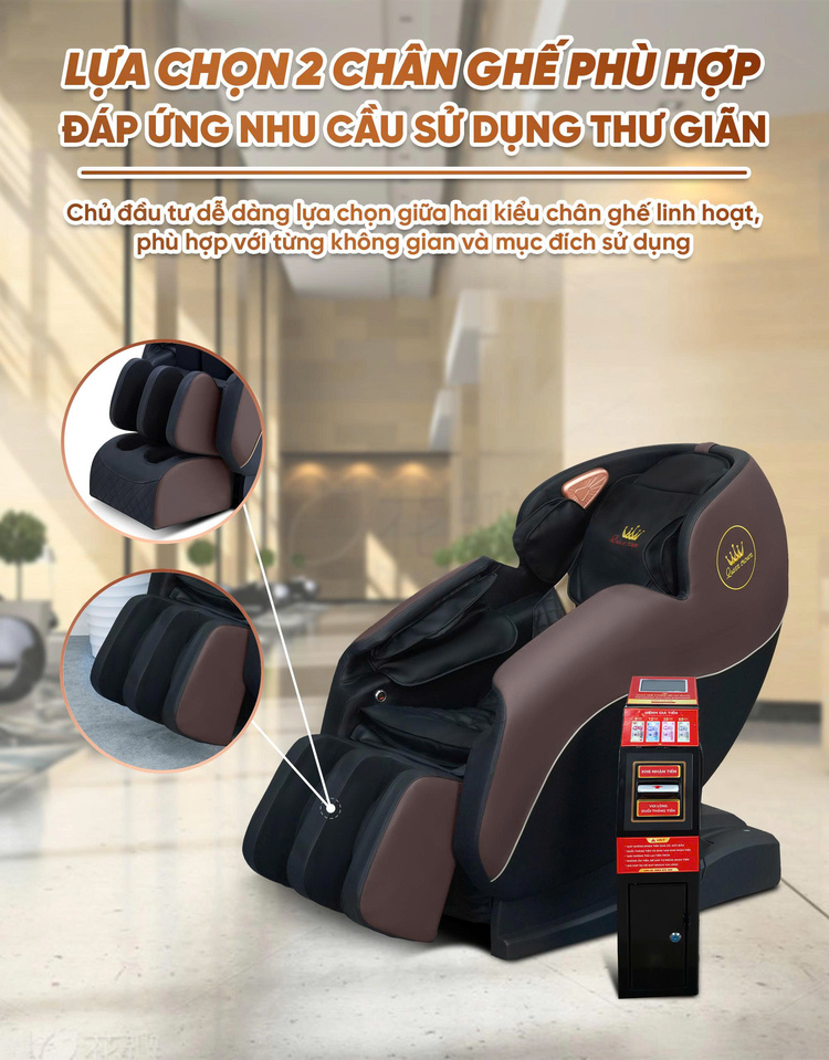 Ghế massage kinh doanh Queen Crown KD79 QR - Lựa chọn 2 chân ghế