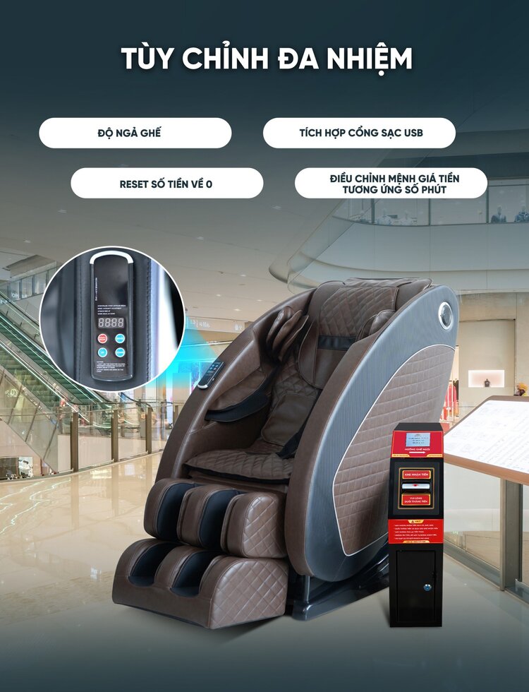Ghế massage kinh doanh Queen Crown QC KD7 Plus có nhiều tùy chỉnh