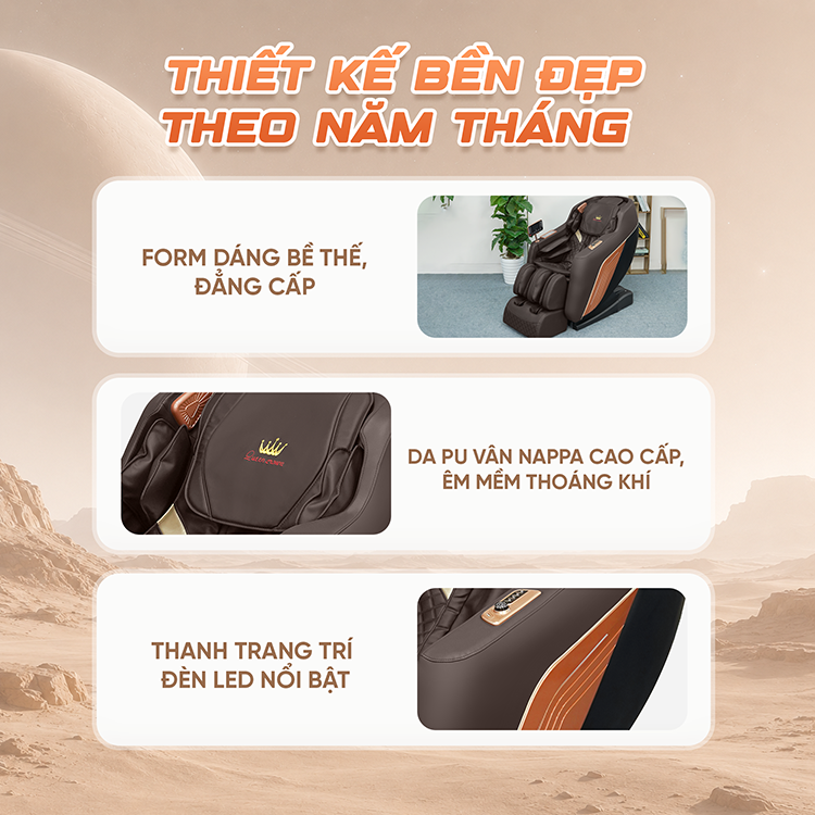 Ghế massage Queen Crown QZ001 Pro - Thiết kế bền đẹp