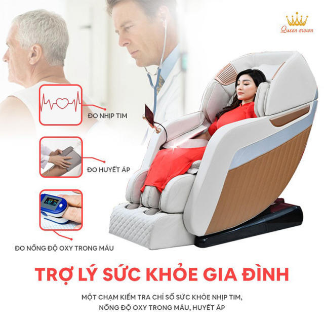 Ghế massage Queen Crown Fantasy M8 có tính năng theo dõi sức khỏe