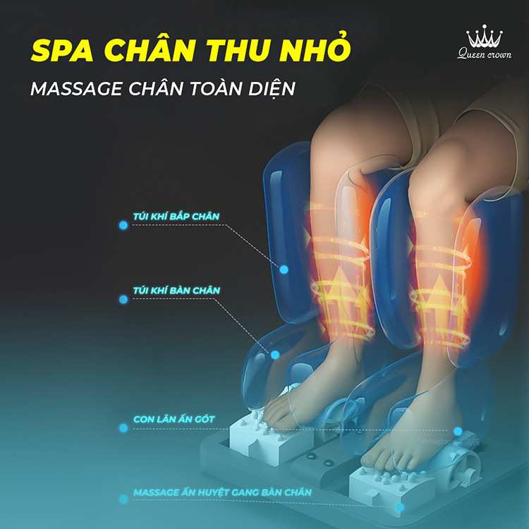 Ghế massage Queen Crown Fantasy X1 spa chân thu nhỏ