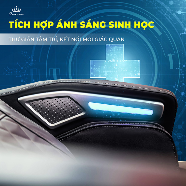 Ghế massage Queen Crown Fantasy X1 tích hợp ánh sáng xanh