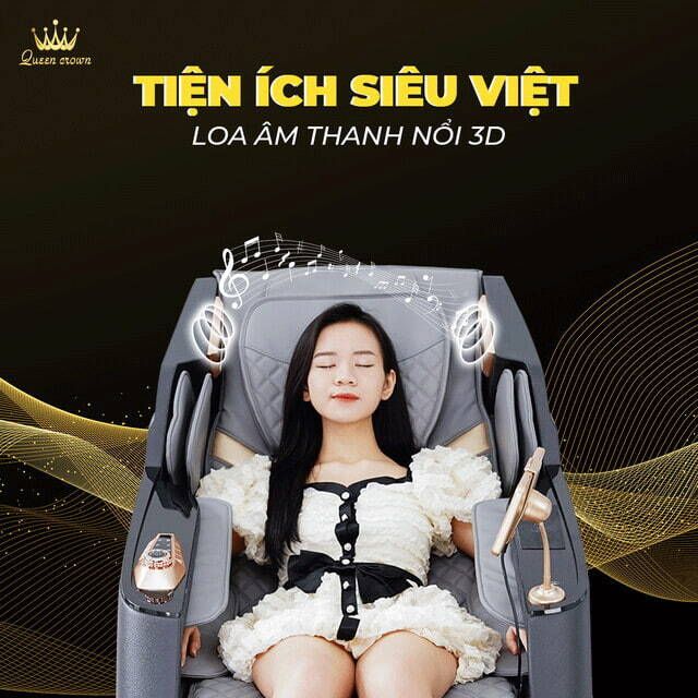 Ghế massage Queen Crown Fantasy X9 trang bị loa âm thanh 3D