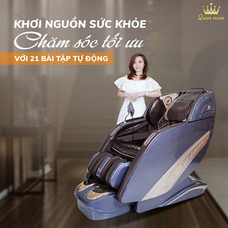 Ghế massage Queen Cron QC 488 Sport tích hợp 21 bài tập tự động