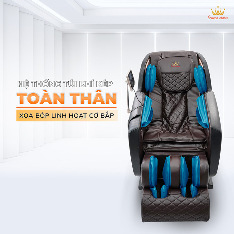 Ghế massage Queen Crown QC LX3 trang bị hệ thống túi khí toàn thân
