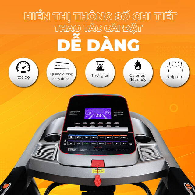 Máy chạy bộ Queen Crown QS 570 trang bị bảng điều khiển thông minh