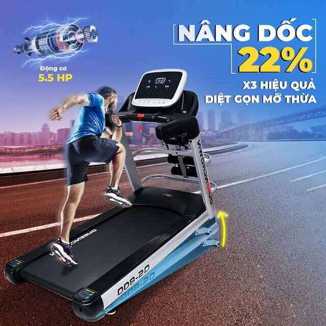Máy chạy bộ Queen Crown QS 800 nâng dốc 22%