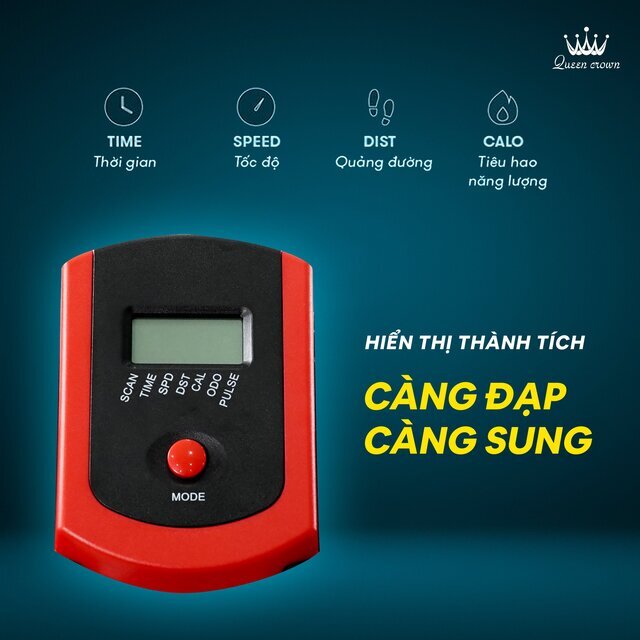 Xe đạp tập thể dục Queen Crown QC 200 Sport trang bị màn hình hiển thị thông số