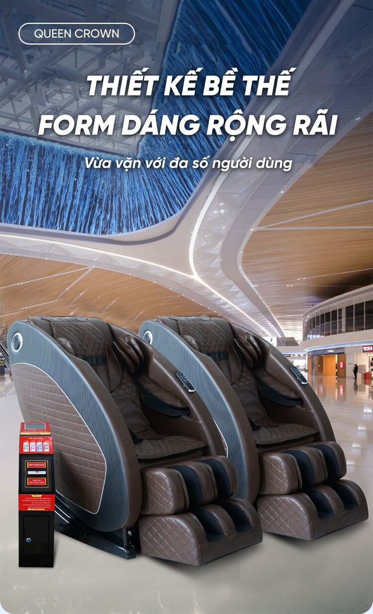 Ghế massage kinh doanh Queen Crown QC KD7 QR có thiết kế rộng rãi