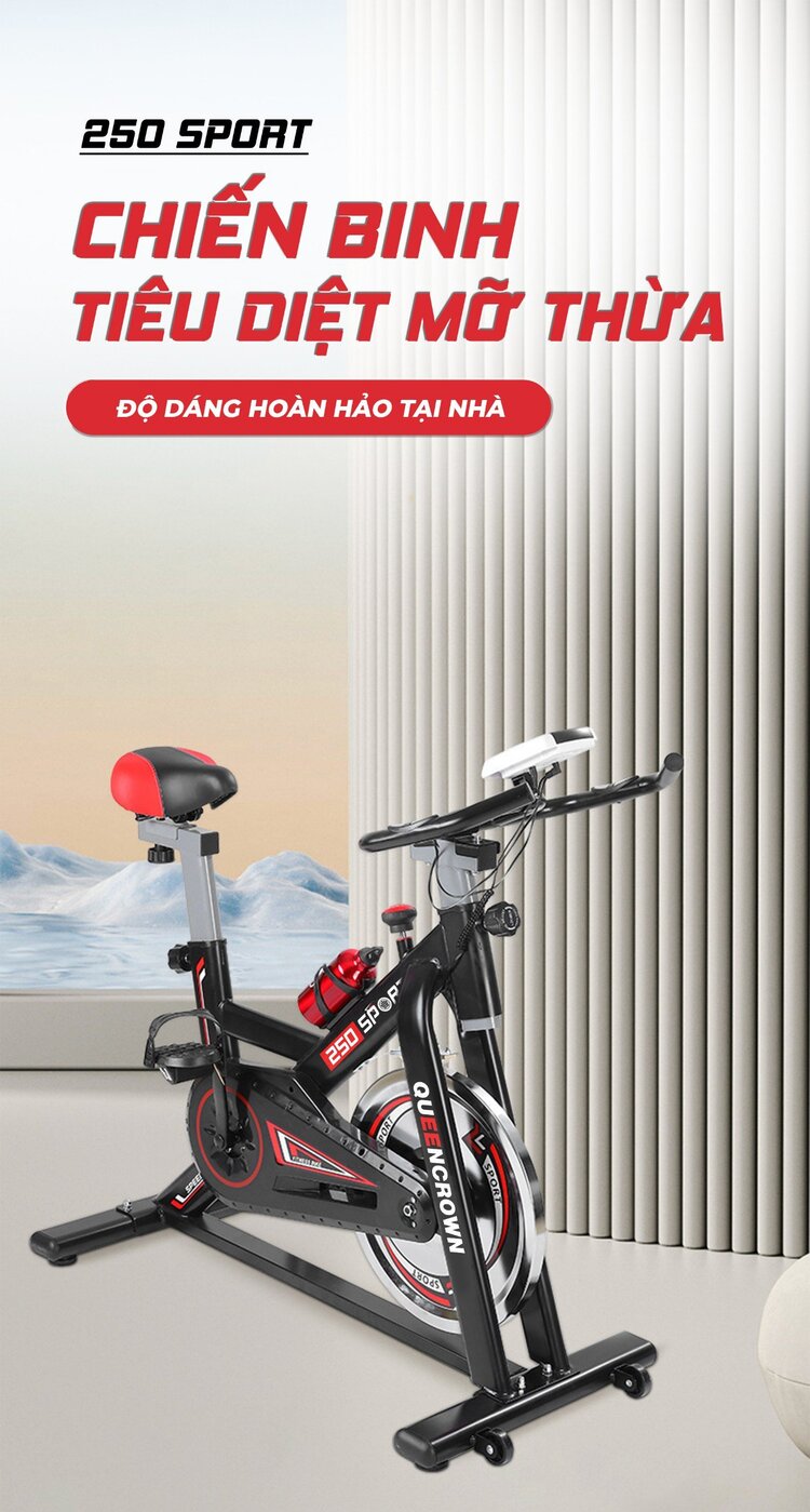 Xe đạp tập thể dục Queen Crown QC 250 Sport chiến binh tiêu diệt mỡ thừa