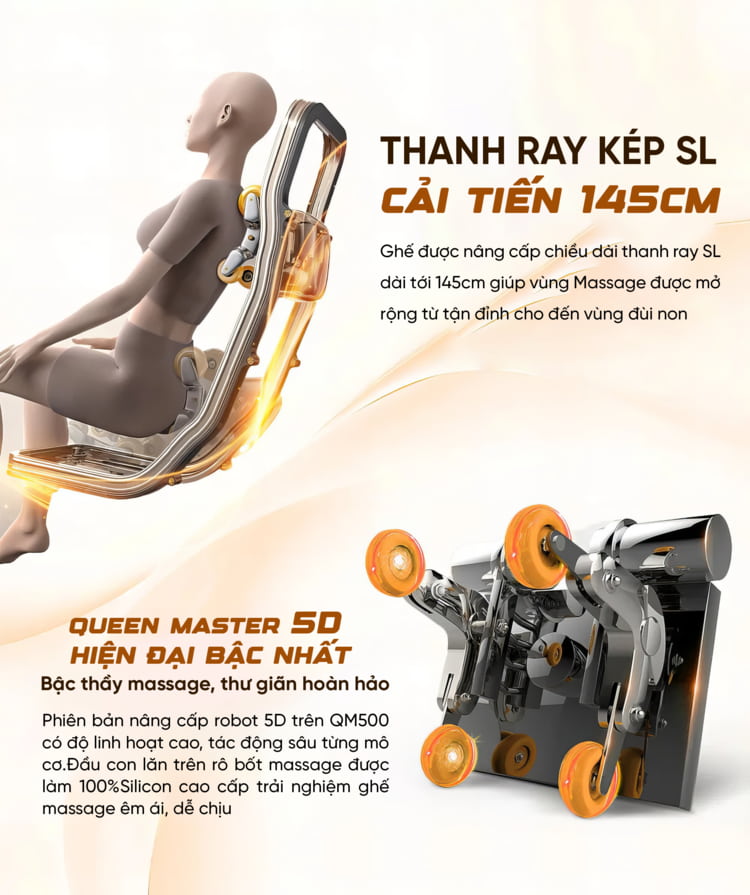 Ghế massage Queen Crown QM500 Luxury cải tiến công nghệ massage