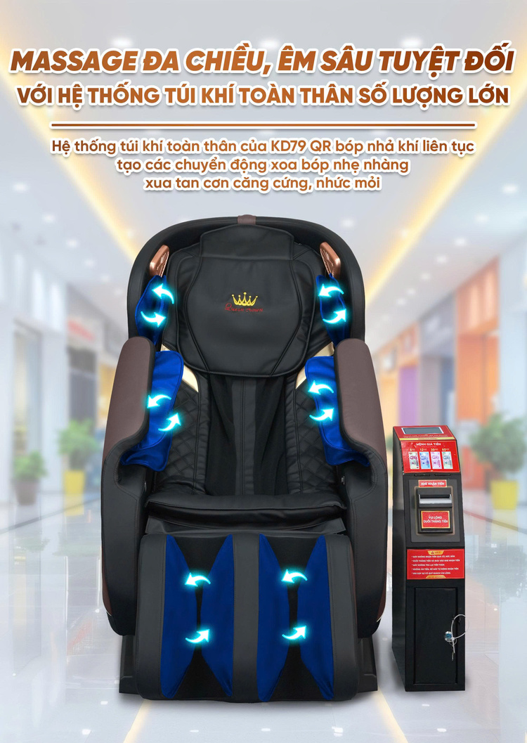 Ghế massage kinh doanh Queen Crown KD79 QR - Túi khí toàn thân