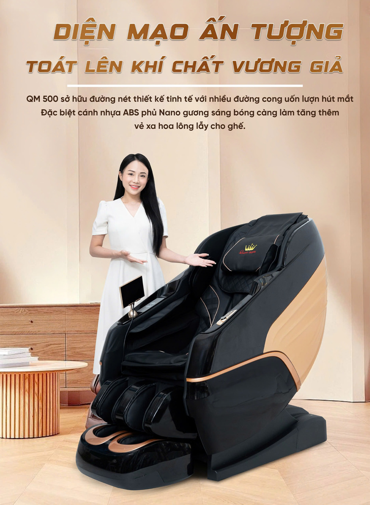 Ghế massage Queen Crown QM500 Luxury sở hữu diện mạo ấn tượng
