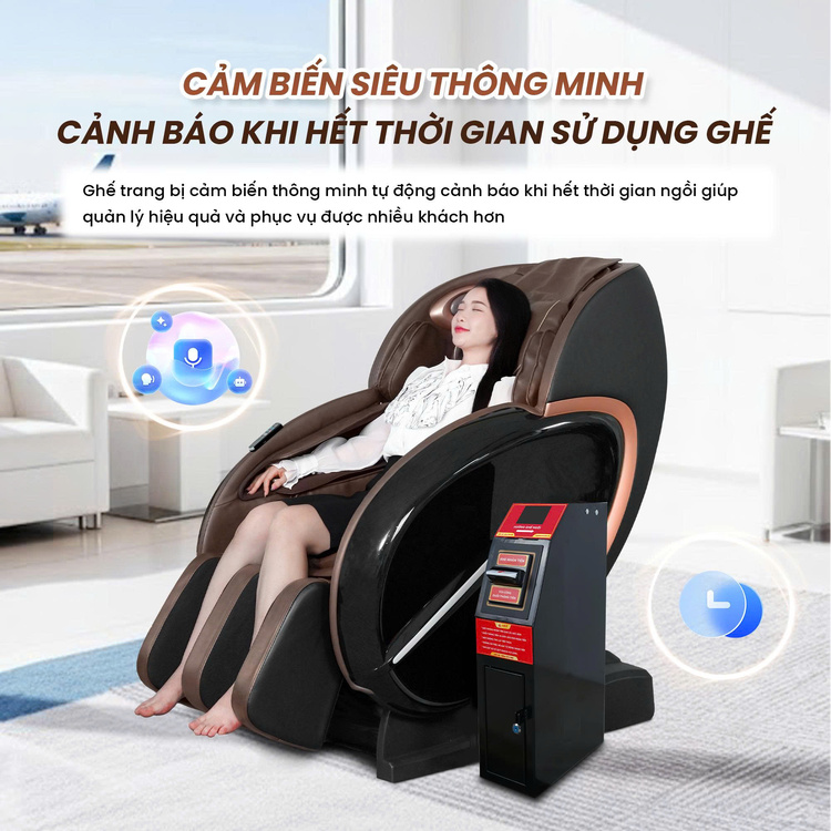 Ghế massage kinh doanh Queen Crown KD008 Plus - Cảm biến thông minh