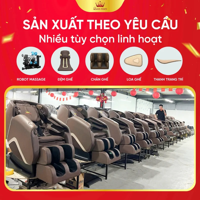 Ghế massage xuất khẩu tại Queen Crown đa dạng mẫu mã