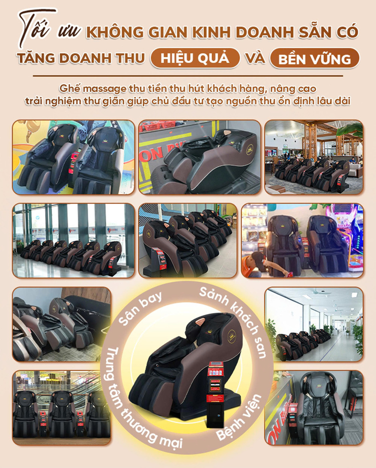 Ghế massage kinh doanh Queen Crown KD79 QR - Tối ưu không gian