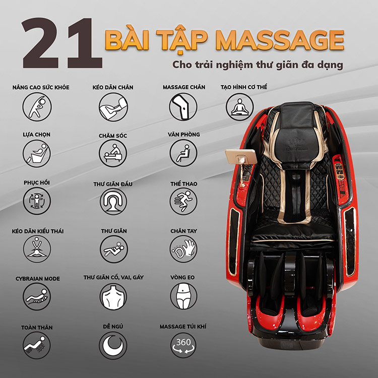 Bài tập chuyên sâu ghế massage Queen Crown Smart One