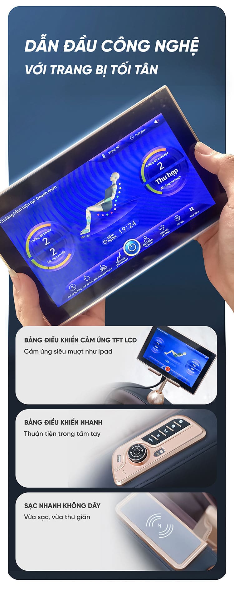 Ghế massage Queen Crown QL007 Luxury trang bị tối tân