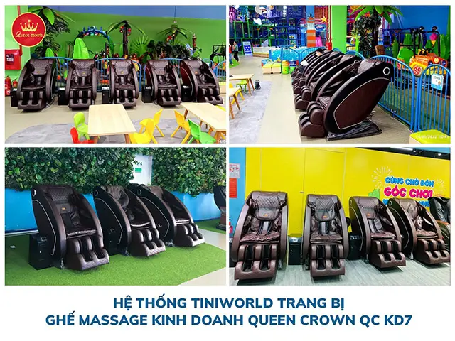 Hệ thống Tiniworld đầu tư 250 ghế massage kinh doanh Queen Crown QC KD7 cho chuỗi cửa hàng toàn quốc