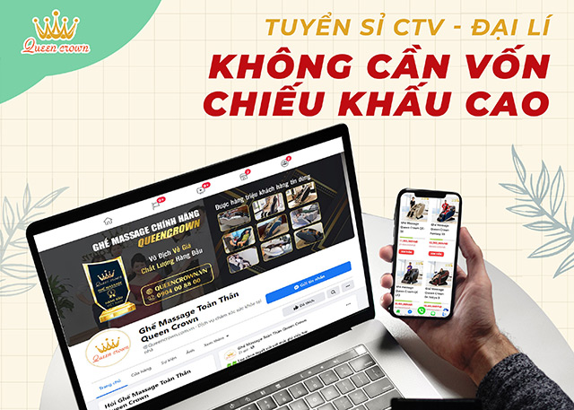 Tuyển sỉ, đại lý ghế massageQueencrown Tuyển Đại Lý CTV Toàn Quốc