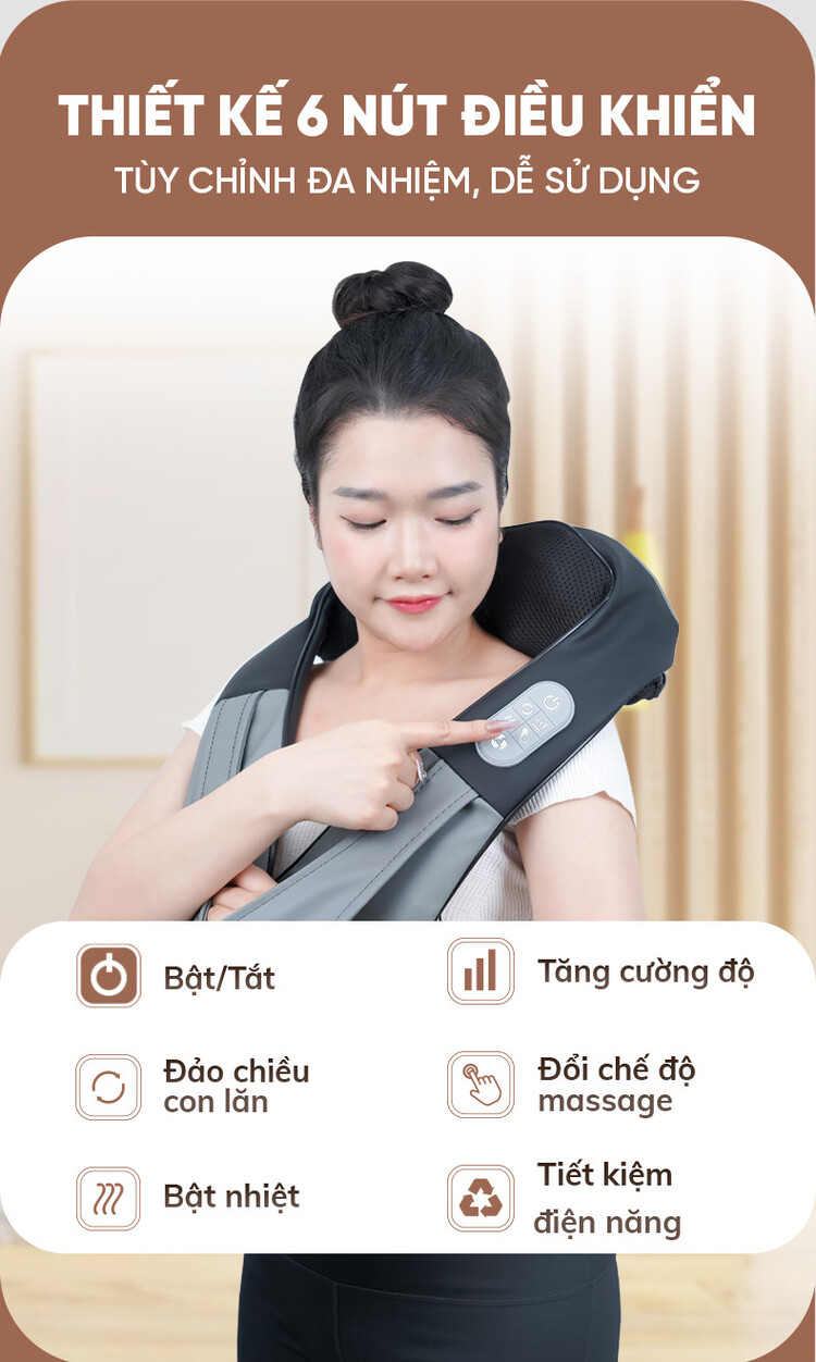 Đai massage Queen Crown DC05 thiết kế 6 nút tùy chỉnh