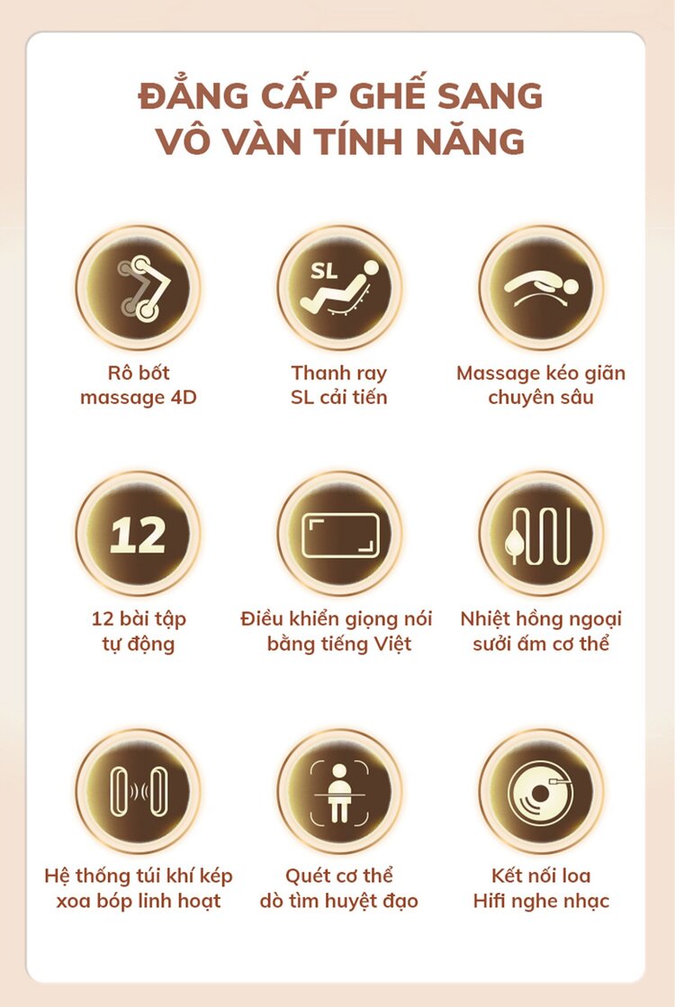 Ghế massage Queen Crown QC S460 đa tính năng