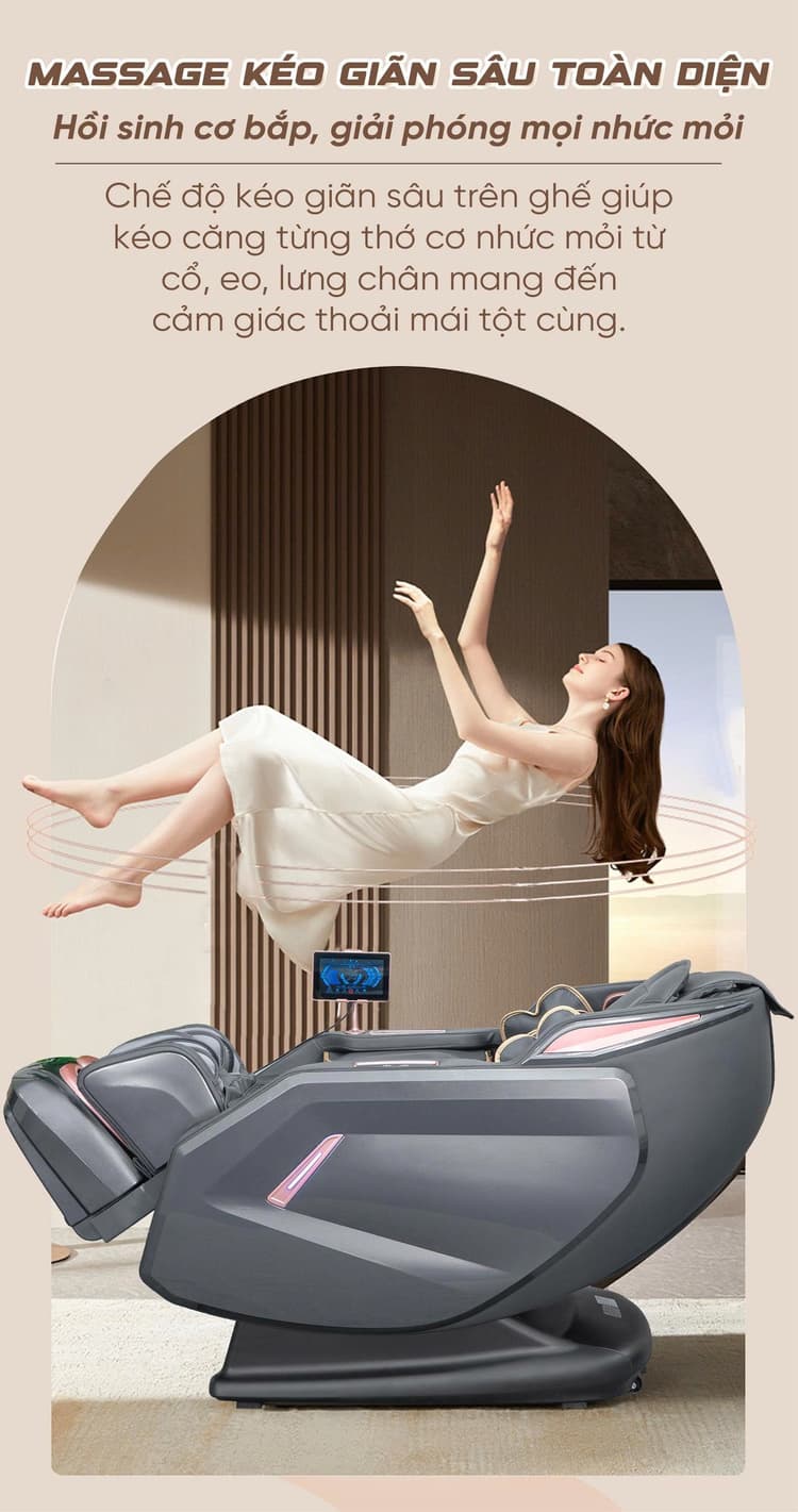 Ghế massage cao cấp Queen Crown S850 Pro - Massage kéo giãn